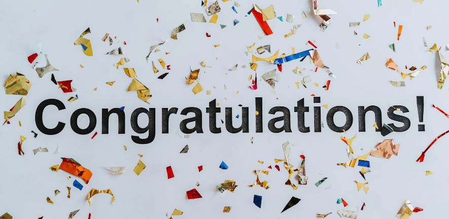 decorative image reading congratulations surrounded by rainbow confetti